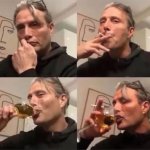 Mads Mikkelson Wine and Cigarette