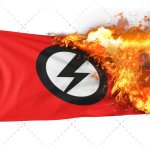 Burning Mosleyist Fascism Flag