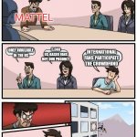 Soooo there this crowfund going on... only in the US | CROWDFUND IDEAS? MATTEL; INTERNATIONAL FANS PARTICIPATE THE CROWDFUND; 5,000 US-BASED FANS BUY OUR PRODUCT; ONLY AVAILABLE IN THE US | image tagged in office board meeting room | made w/ Imgflip meme maker