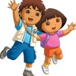Diego Y Dora Caminando Juntos Y Sonriendo