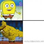 Adult Sponge bob vs chad sponge bob meme