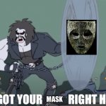 Lobo and the Mask of Loki | MASK | image tagged in lobo i've got your x right here,the mask,lobo | made w/ Imgflip meme maker