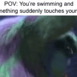 AAAAH WHAT WAS THAT | POV: You’re swimming and something suddenly touches your leg | image tagged in gifs,memes,relatable,funny,swimming,scary | made w/ Imgflip video-to-gif maker