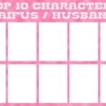 top 10 characters waifus/husbands meme