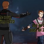 Alot has changed from then. | Me now, during 2023; Me in the past of 2020 | image tagged in jedi survivor meeting | made w/ Imgflip meme maker