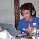 ZUCKERBERG FLIPS BIRD AT COMPUTER MIDDLE FINGER