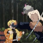 Inosuke kicks Zenitsu