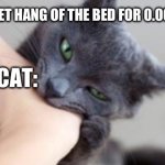 Every cat owner has had this experience | POV: LET’S FEET HANG OF THE BED FOR 0.002 SECONDS; MY CAT: | image tagged in cat bite | made w/ Imgflip meme maker