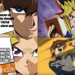 Roast battle part 1 | You mama so dumb she thought that TikTok was an alarm app; YOU FORHEAD IS SO BIG THAT ITS LONGER THAT THE AFTON FAMILY TIME LINE | image tagged in yu-gi-oh exodia | made w/ Imgflip meme maker