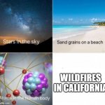 impossible things to count | WILDFIRES IN CALIFORNIA | image tagged in impossible things to count,wildfires,california fires,california,fire | made w/ Imgflip meme maker