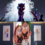 Movie Mario and Luigi are scared of Giant Mermaid Chelsea | image tagged in mario and luigi scared of what | made w/ Imgflip meme maker