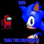 Brother… | RUN; TAKE THE CREWMATE | image tagged in sonic stares | made w/ Imgflip meme maker
