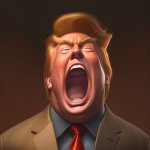 Donald Trump with his big mouth open again in a scream
