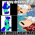 MY DREAMS IN A NUTSHELL | my dreams; MY WORST NIGHTMARE | image tagged in 4 corners | made w/ Imgflip meme maker