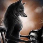 wolf playing the piano