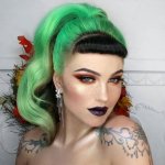 sexy goth with black and green hair