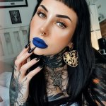 hot girl with blue lipstick