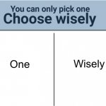 Have a paradox! | One; Wisely | image tagged in you can pick only one choose wisely,memes,funny,quiz,choose wisely,front page plz | made w/ Imgflip meme maker