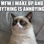 it do be like that | MFW I WAKE UP AND EVERYTHING IS ANNOYING ME: | image tagged in memes,grumpy cat bed,grumpy cat | made w/ Imgflip meme maker