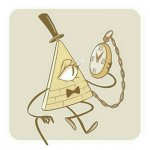 Bill cipher with a pocket watch meme