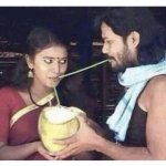 south indian couple drinking coconut meme template