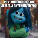 Awkward moment Ruby | POV: YOUR CRUSH SAID LITERALLY ANYTHING TO YOU: | image tagged in ruby gillman,pov,when your crush,talk,2,you | made w/ Imgflip meme maker