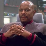 Sisko on Defiant bridge