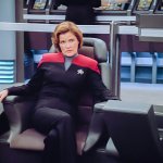 Janeway in captain's chair