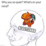Finished making this cross between Charizard and Blastoise on pixelied | BLASTIZARD | image tagged in where is your mind at this moment | made w/ Imgflip meme maker