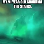 Grandma | MY 91 YEAR OLD GRANDMA 
THE STAIRS: | image tagged in gifs,funny,funny memes | made w/ Imgflip video-to-gif maker