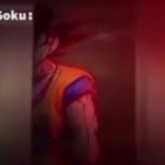 Goku staring behind a wall meme
