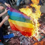 Burning the LGBT Flag