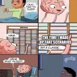 Okay Time To Sleep | THE TIME I MADE UP FAKE SCENARIOS | image tagged in okay time to sleep,fake | made w/ Imgflip meme maker