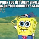 Spongebob salute | WHEN YOU GET EVERY SINGLE THING ON YOUR COUNTRY'S SLANDER | image tagged in spongebob salute,memes,funny | made w/ Imgflip meme maker