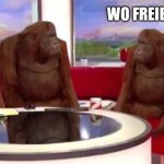 orangutan interview | WO FREIBIER? | image tagged in orangutan interview | made w/ Imgflip meme maker