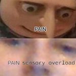 sensory overload | WHEN YOU STUB YOUR TOE ON THE STAIRS GOING UP; PAIN; PAIN; WHEN YOU GE HIT IN-BETWEEN YOUR LEGS WITH A BASEBALL BE SHOT OUT OF A PITCHING MACHINE AT FULL SPEED | image tagged in sensory overload | made w/ Imgflip meme maker