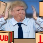 Trump with boxes