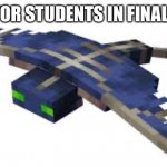 No Sleep during Finals | NIGHT FOR STUDENTS IN FINALS WEEK | image tagged in minecraft phantom,minecraft,school,funny memes,funny,memes | made w/ Imgflip meme maker