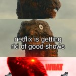 Inhaling Shinagawa Kun | netflix is getting rid of good shows; WHAT | image tagged in inhaling shinagawa kun | made w/ Imgflip meme maker