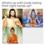 what's up with gods holding their right hand up meme