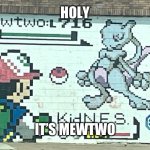 Pokémon battle irl | HOLY; IT’S MEWTWO | image tagged in pok mon battle irl | made w/ Imgflip meme maker