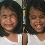 girl crying and smiling