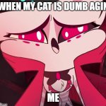 cats | WHEN MY CAT IS DUMB AGIN; ME | image tagged in sweet angel | made w/ Imgflip meme maker