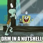drm | DRM IN A NUTSHELL | image tagged in gifs,drm,spongebob window | made w/ Imgflip video-to-gif maker