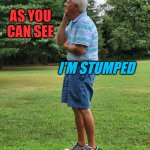 Stumped | AS YOU CAN SEE; I'M STUMPED | image tagged in stumped | made w/ Imgflip meme maker