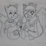 Christian and kitty eating an ice cream