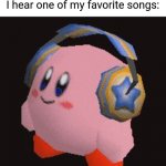 *gourmet race intensifies* | Me listening to music after I hear one of my favorite songs: | image tagged in headphones kirby,memes,music,songs,funny | made w/ Imgflip meme maker