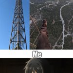 Freeclimber and my reaction | Lattice Climber scales Tower; Me; PLEASE STOP IT | image tagged in lattice climbing,sebastian,blackbutler,anime,meme,template | made w/ Imgflip meme maker