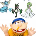 Jeffy and his amazing Pokémon team | image tagged in happy jeffy,pokemon | made w/ Imgflip meme maker