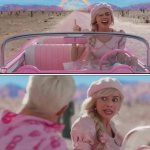 Barbie movie w Ken in car meme